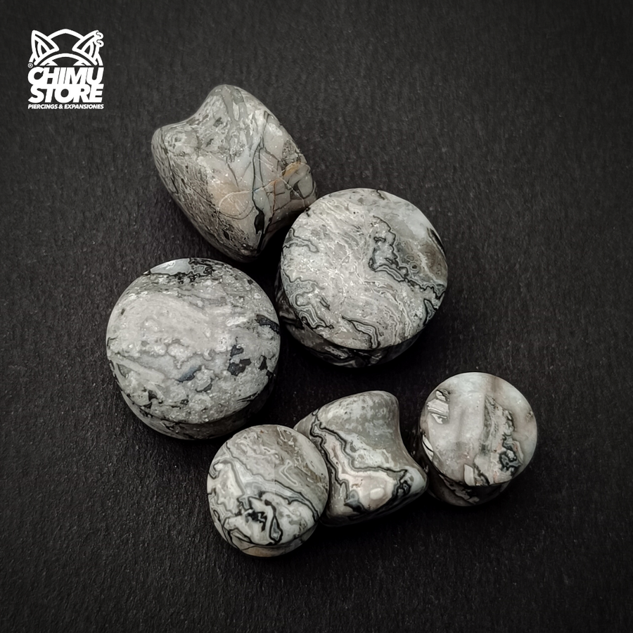Expansion Piedra Tapon - Gris Manchada Crazy Agate (10mm y 16mm)