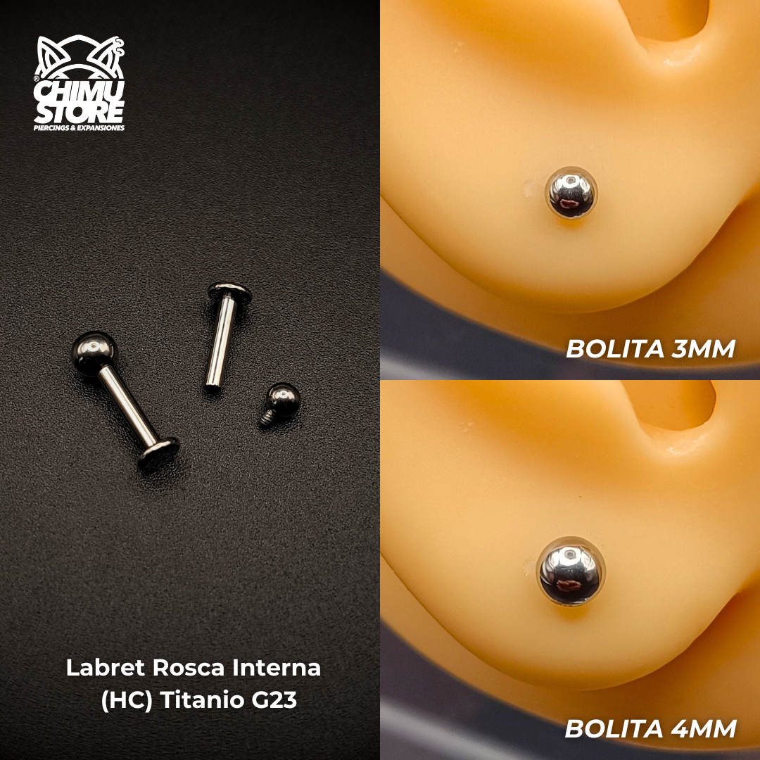 NEW Labret (HC) Titanio G23 - Bolitas de 3mm y 4mm (1,6mm) (14G)