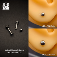 NEW Labret (HC) Titanio G23 - Bolitas de 3mm y 4mm (1,6mm) (14G)