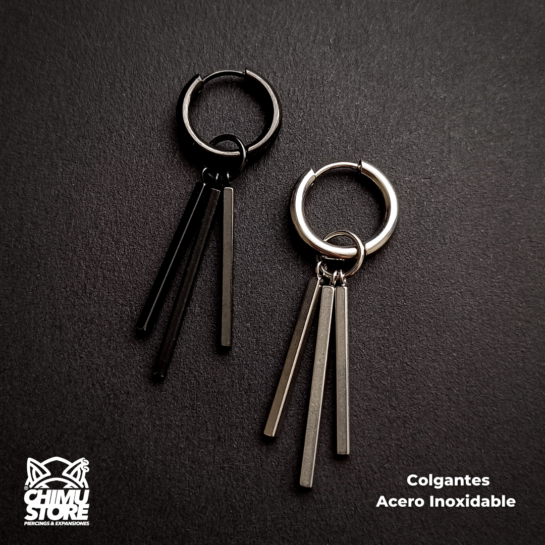 NEW Colgante Acero Inoxidable - 3 Barras Rectas (1mm;12mm) (18G)