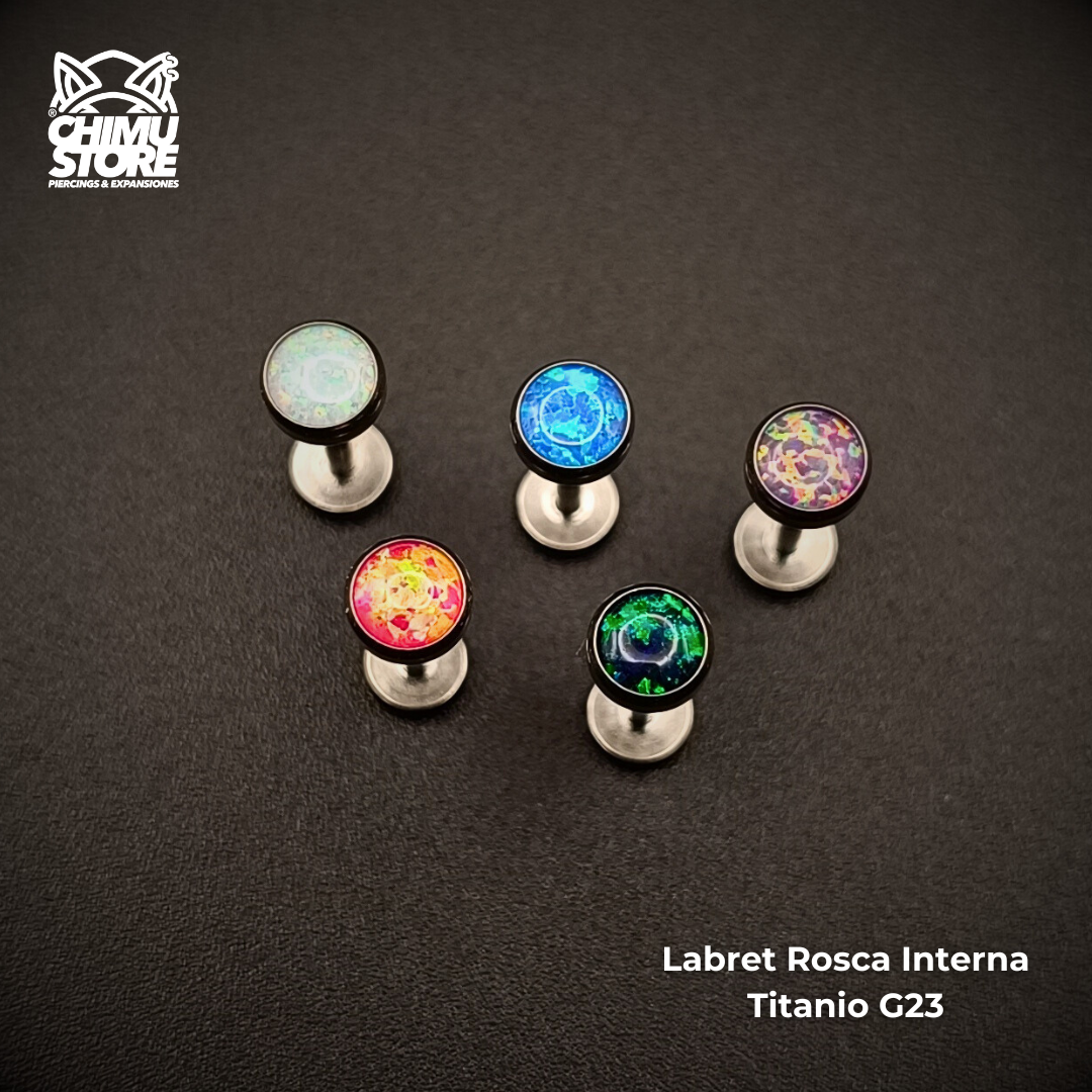 Labret Titanio G23 - Piedra Opalita de 4mm (1,2mm;8mm) (16G)