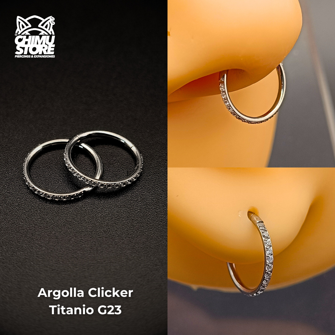 NEW Argolla Clicker Titanio G23 - Zirconias Laterales (1,2mm) (16G)
