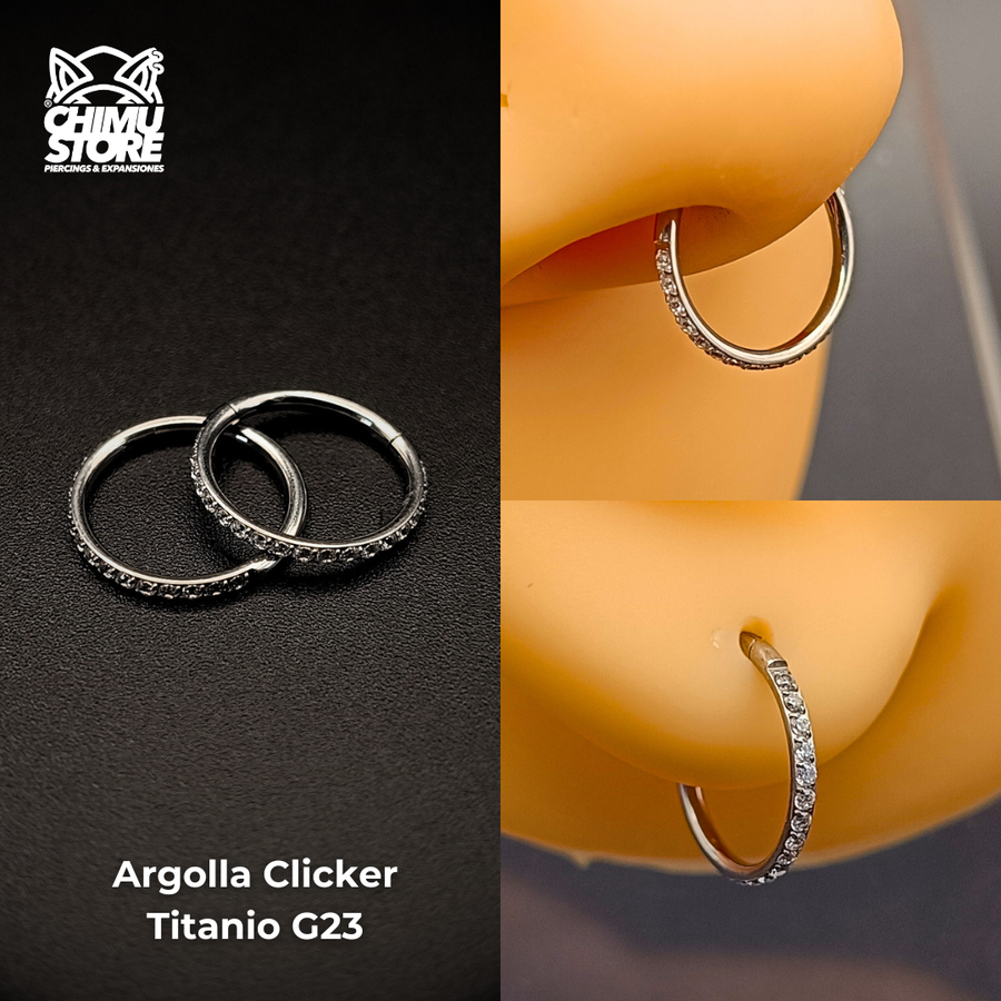 NEW Argolla Clicker Titanio G23 - Zirconias Laterales (1,2mm) (16G)