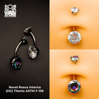 NEW Navel (HC) Titanio ASTM F-136 - Prong Set Zirconia Circular (1,6mm;10mm) (14G)