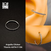 Argolla Clicker Titanio ASTM F-136 - Plateada Zirconias Laterales (1,2mm) (16G)