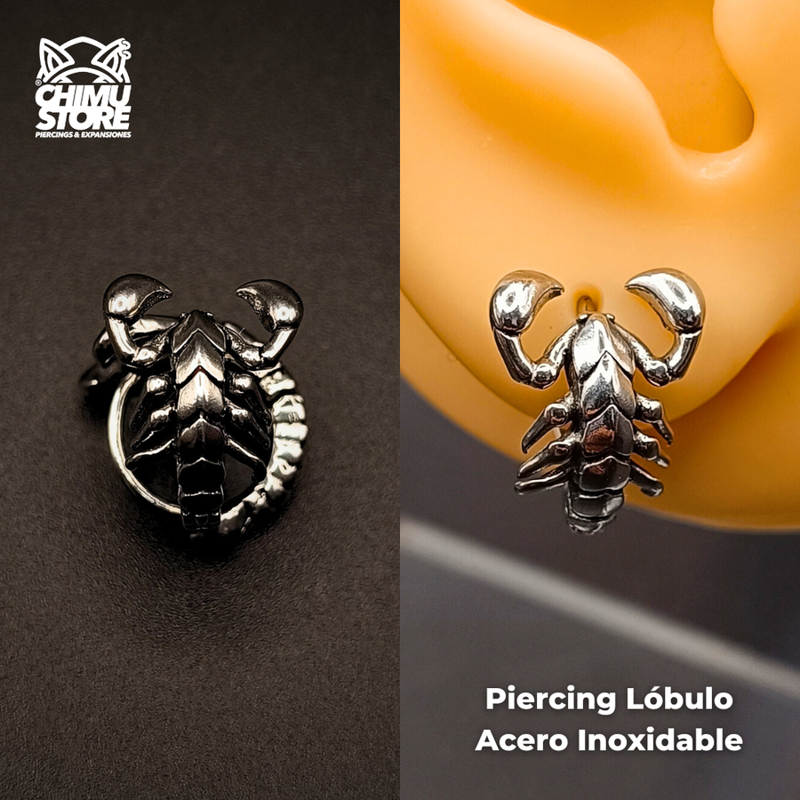 NEW Piercing Lobulo Acero Inoxidable - Escorpion (1mm;9mm)