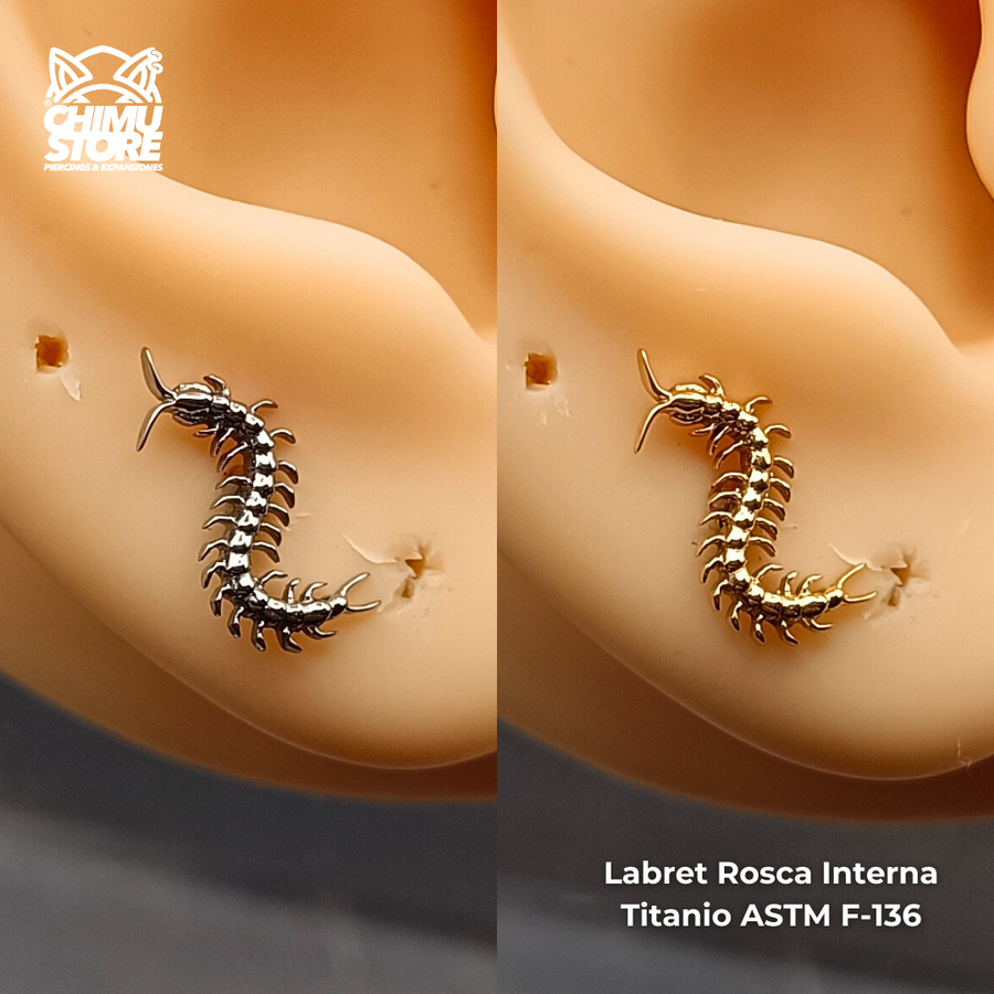 NEW Labret Rosca Interna Titanio ASTM F-136 - Ciempiés (1,2mm;8mm) (16G)