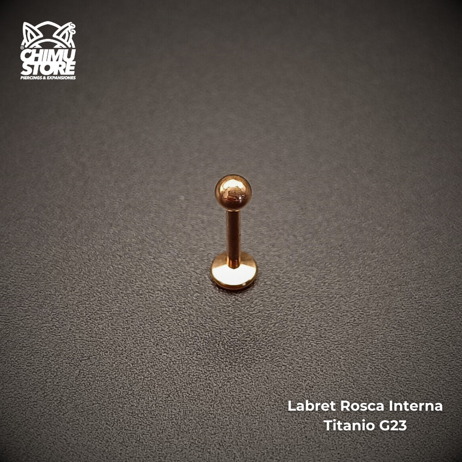 NEW Labret Rosca Interna Titanio G23 - Bolita de 3mm Rose Gold (1,2mm;8mm) (16G)