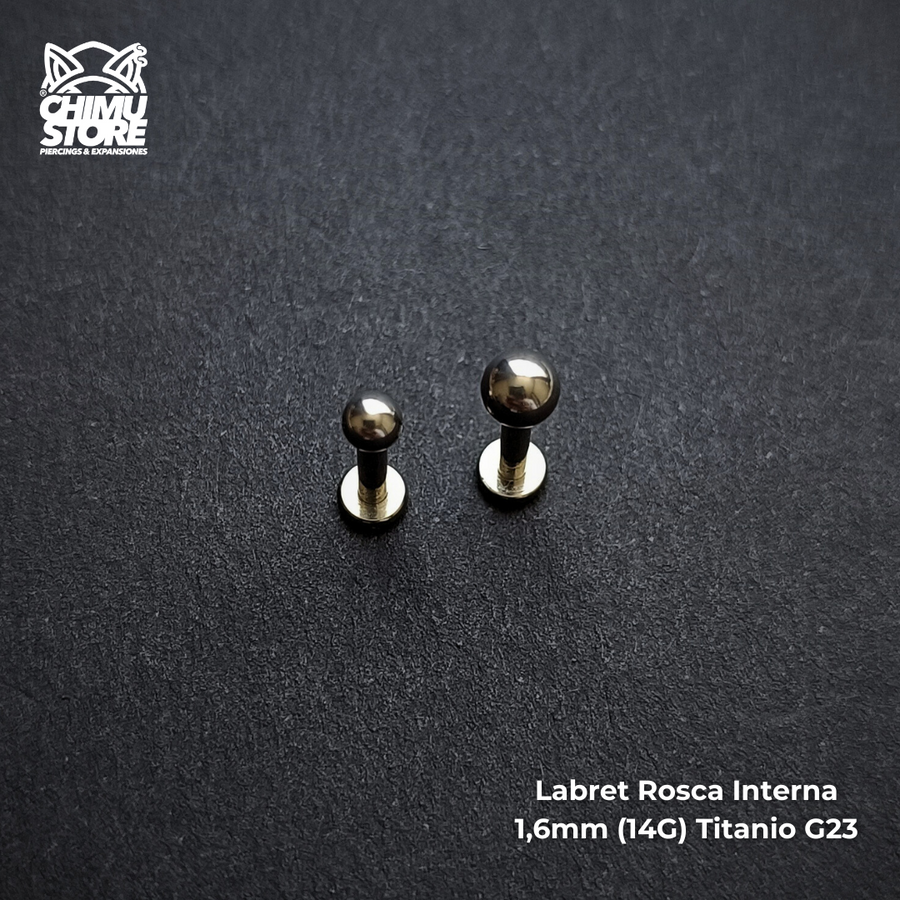 Labret Rosca Interna Titanio G23 - Bolitas de 3mm y 4mm (1,6mm) (14G)