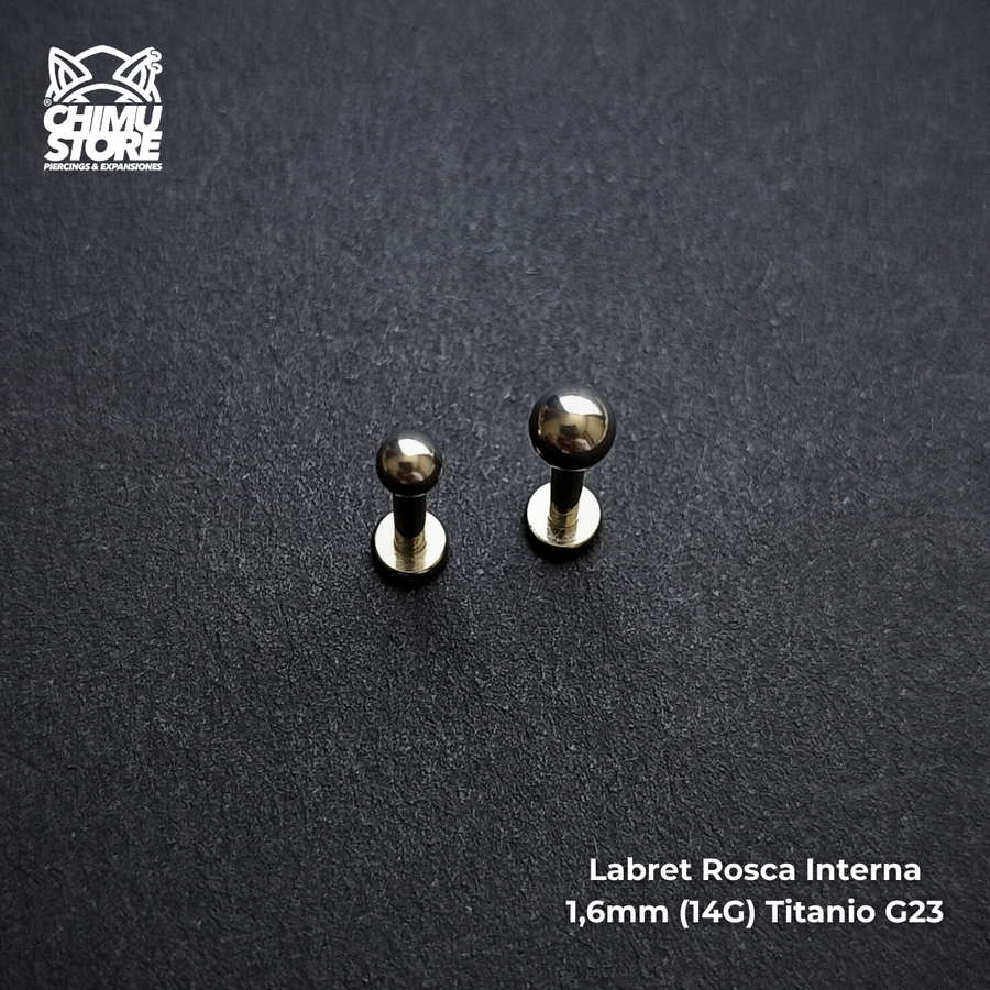 NEW Labret Rosca Interna Titanio G23 - Bolitas de 3mm y 4mm (1,6mm) (14G)