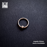 Argolla Clicker Acero Inoxidable - Bolita Cristal (1,2mm;8mm) (16G)