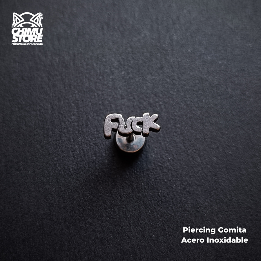 NEW Piercing Acero Inoxidable Gomita - Fuck y Dedo del Medio (1,2mm;6mm) (16G)