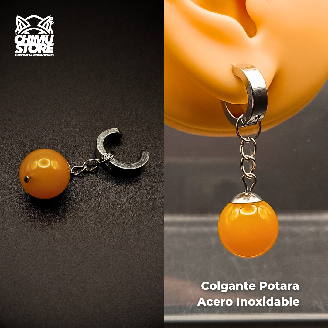 NEW Colgante (A PRESION) Acero Inoxidable - Aros Potara Naranjo (10mm)