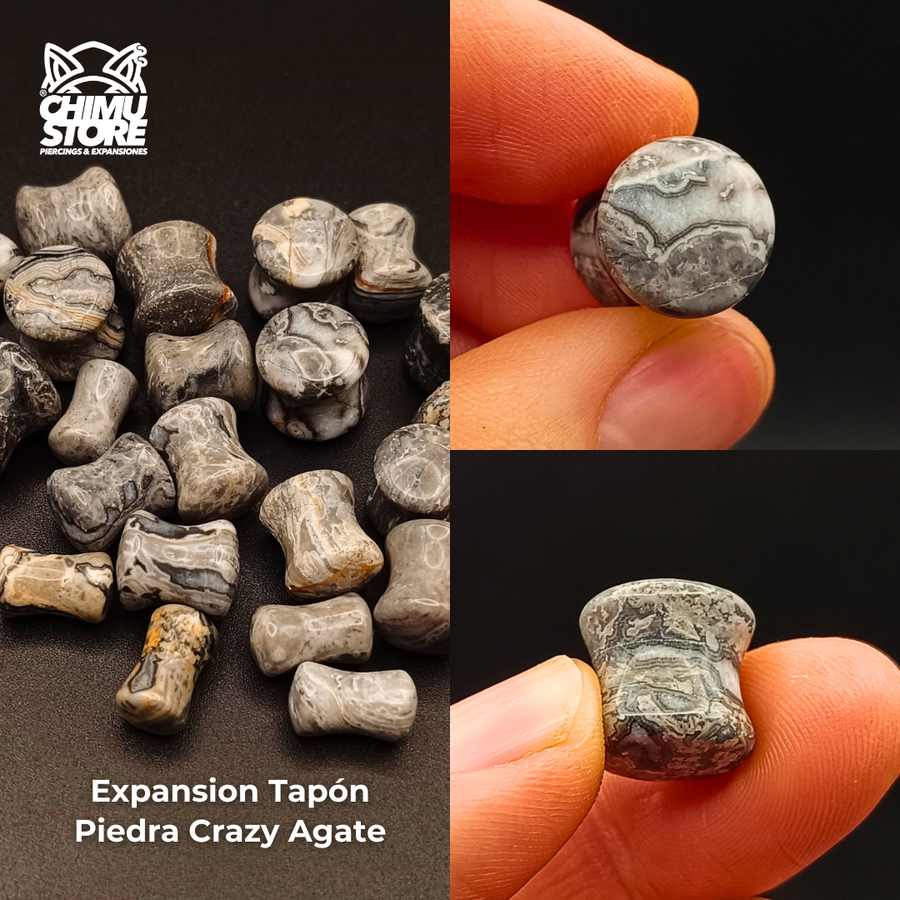 NEW Expansion Piedra Tapon - Crazy Agate Gris Manchada (6mm a 20mm)
