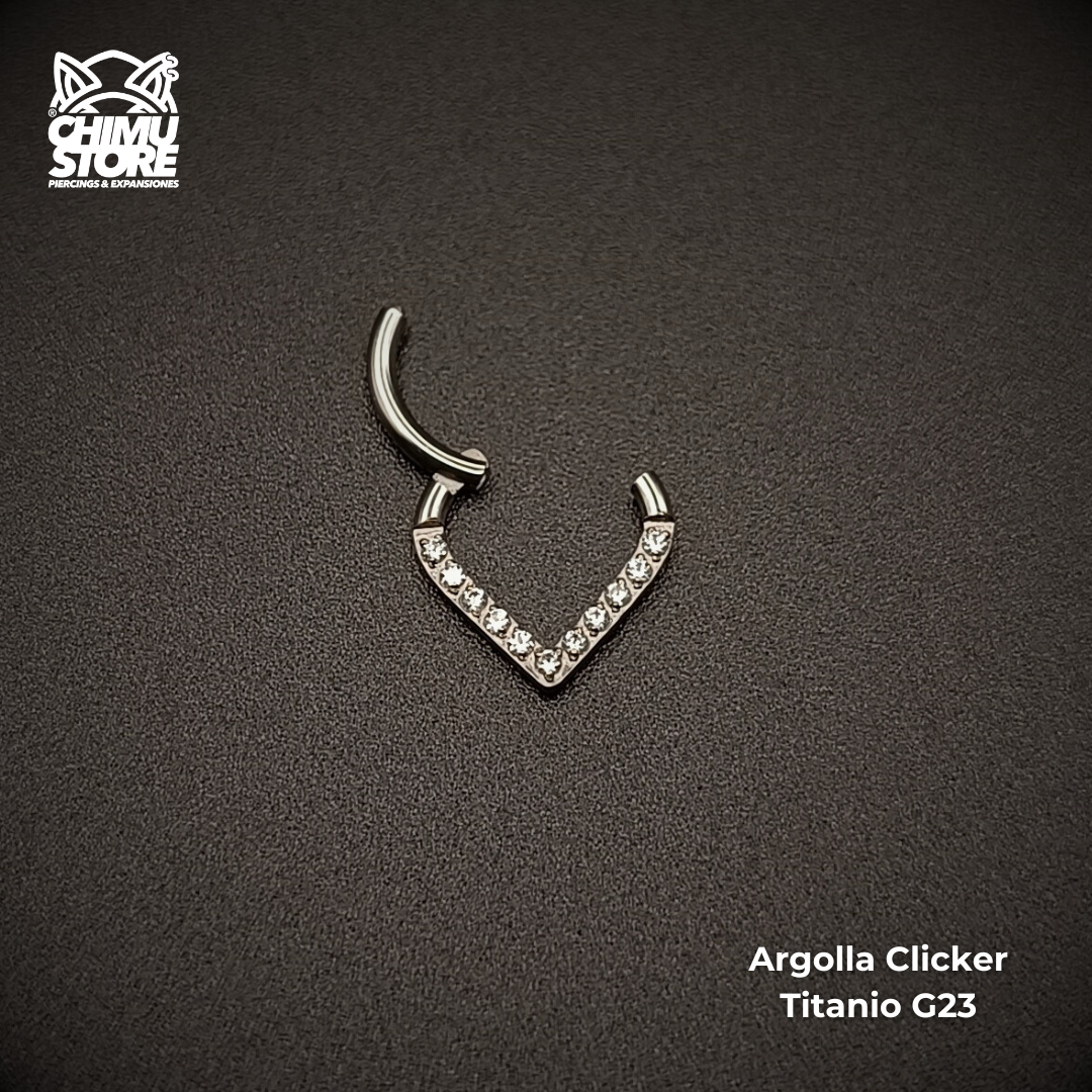 NEW Argolla Clicker Titanio G23 - En Punta Zirconias Frontales (1,2mm) (16G)