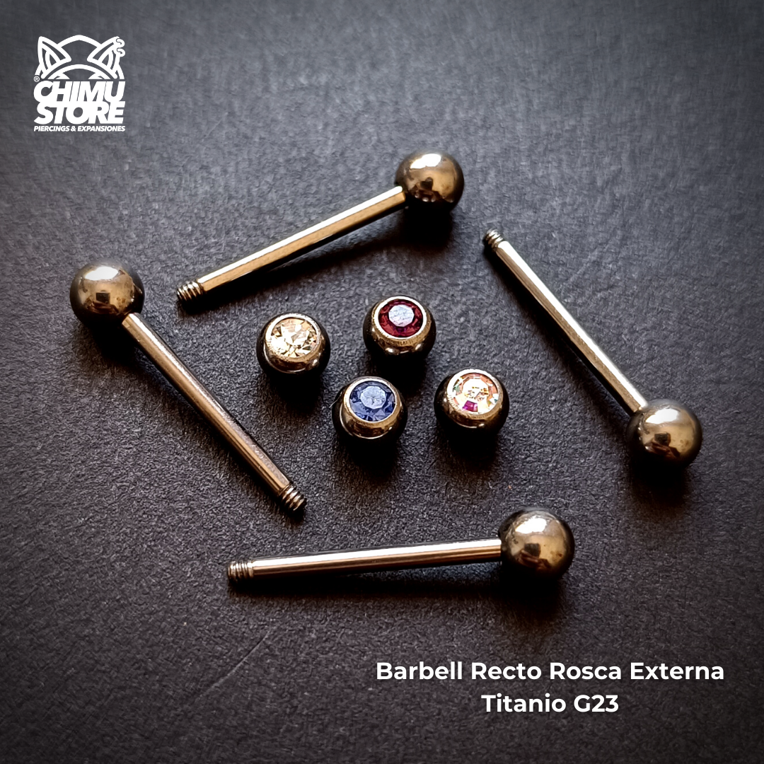 NEW Barbell Recto Rosca Externa Titanio G23 - Cristales (1,6mm;16mm*5) (14G)
