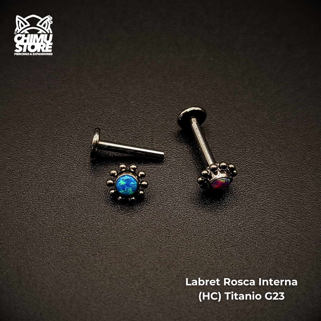 NEW Labret (HC) Titanio G23 - Opalita Bordeado de Cuentas (1,2mm;8mm) (16G)