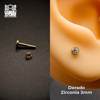 NEW Labret (HC) Titanio G23 - Bezel Set Zirconia (1,2mm;8mm) (16G)