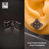 NEW Aros Mariposa Acero Inoxidable - Nudo de Bruja 02 (El Par)