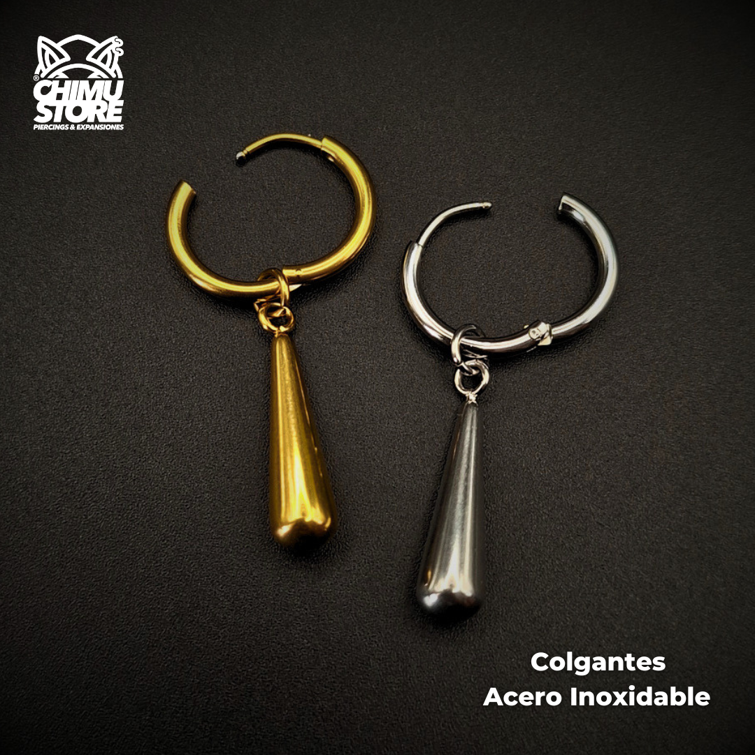 NEW Colgante Acero Inoxidable - Pendiente de Zoro Corto Gota 24mm (1mm;12mm) (18G)