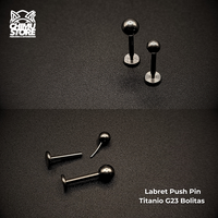 Labret (Push Pin) Titanio G23 - Bolitas 3mm y 4mm (1,2mm) (16G)