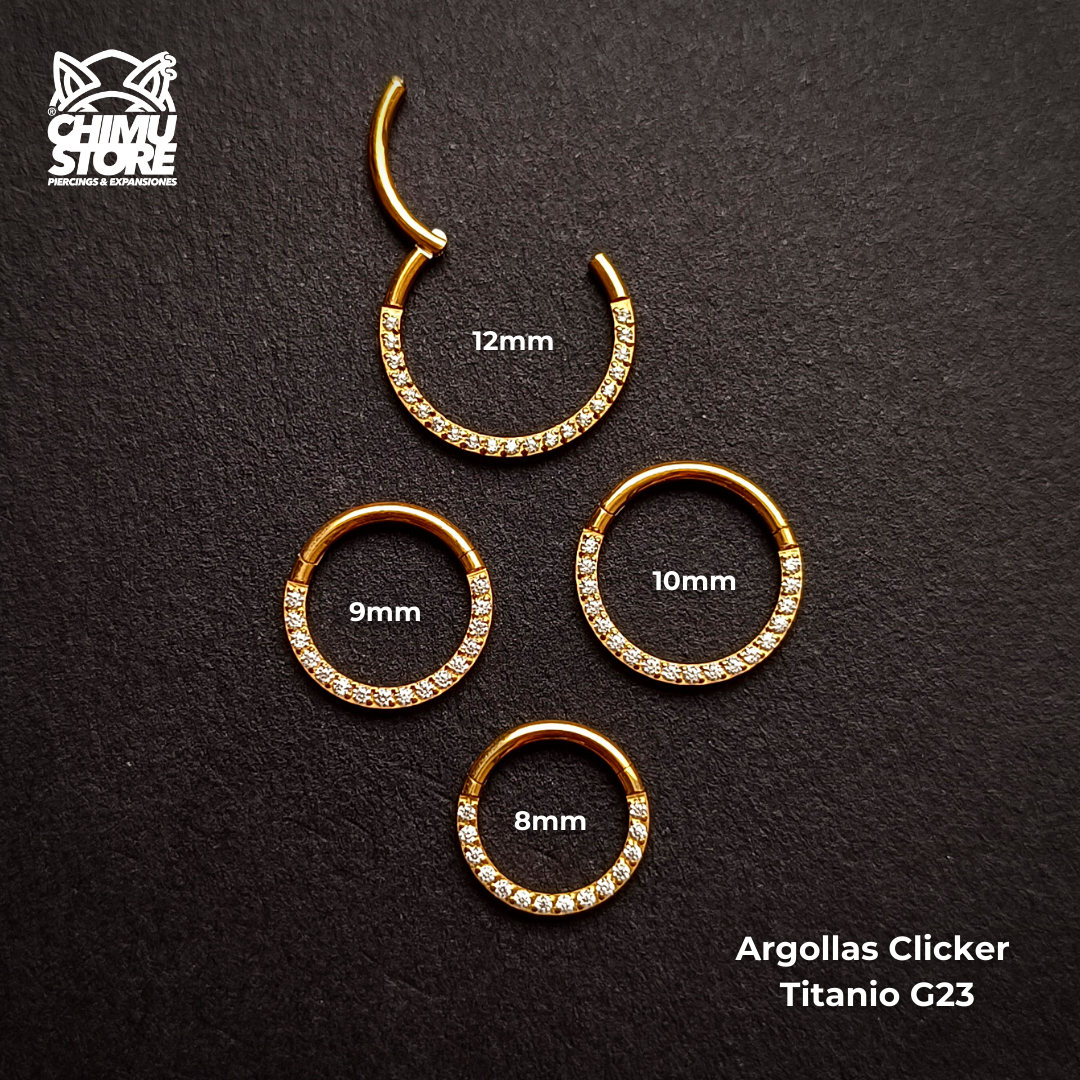 NEW Argolla Clicker Titanio G23 - Zirconias Frontales (1,2mm) (16G)