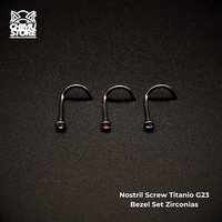 NEW Nostril Screw Titanio G23 - Bezel Set Cristales (0,8mm) (20G)