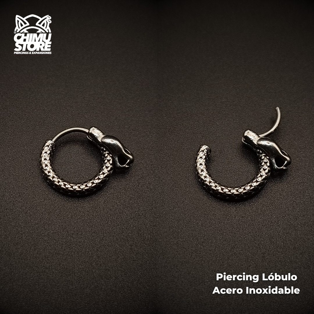 NEW Piercing Lobulo Acero Inoxidable - Cabeza de Serpiente 01 (1mm;10mm)