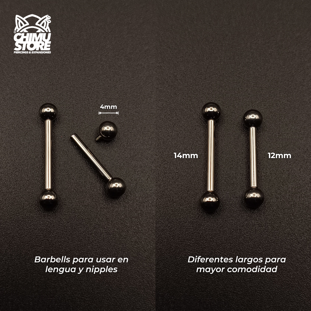 NEW Barbell Recto (HC) Titanio ASTM F-136 - Bolitas de 4mm (1,6mm) (14G)