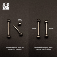 NEW Barbell Recto (HC) Titanio ASTM F-136 - Bolitas de 4mm (1,6mm) (14G)