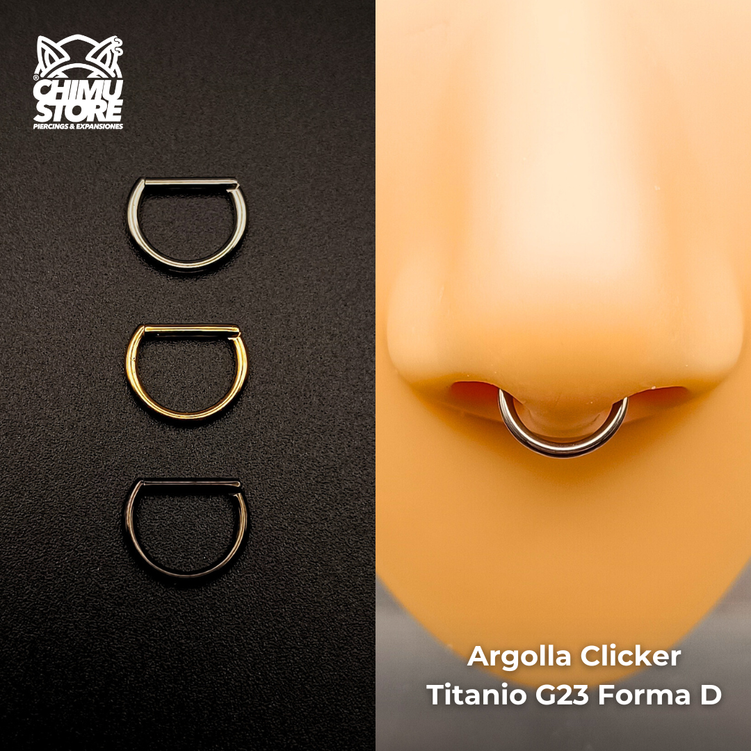 Argolla Clicker Titanio G23 - Forma D Lisas (1,2mm) (16G)