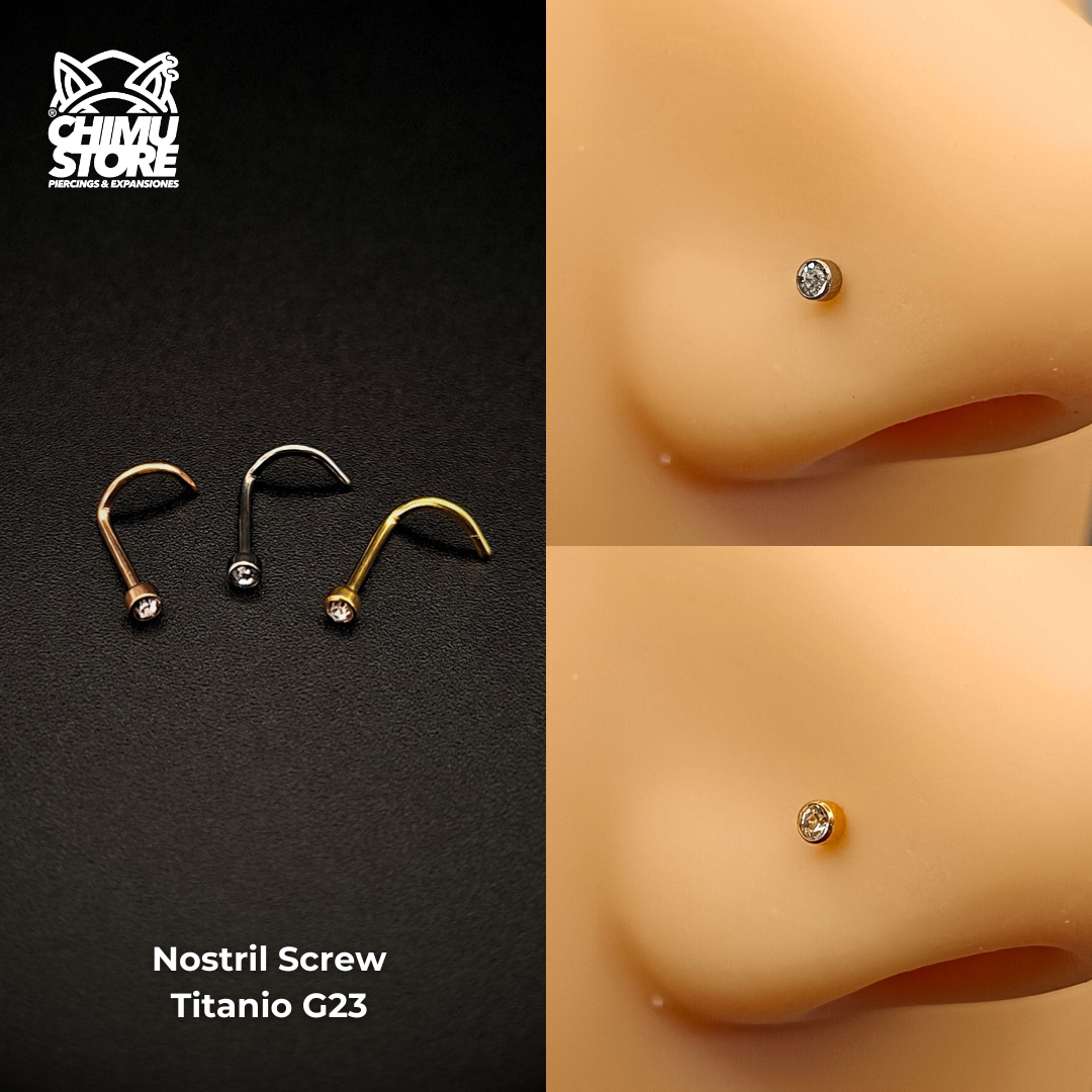 NEW Nostril Screw Colita Titanio G23 - Cristales (0,8mm) (20G)