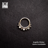 NEW Argolla Clicker Acero Inoxidable - 3 Cristales y Cuentas 001 (1,2mm;8mm) (16G)