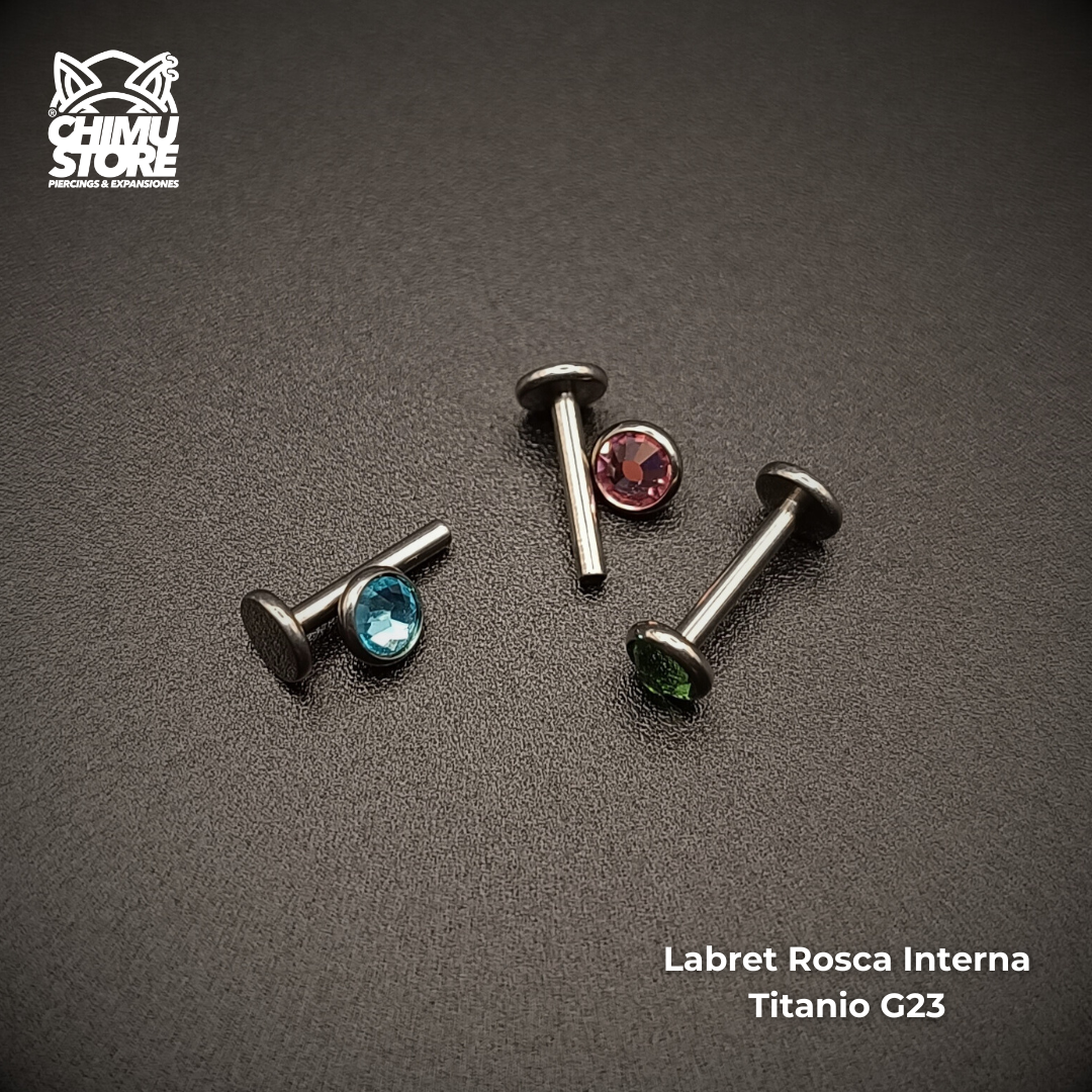 Labret Titanio G23 - Bezel Set Cristal 4mm (1,2mm;8mm) (16G)