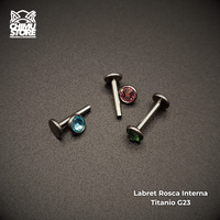 Labret Titanio G23 - Bezel Set Cristal 4mm (1,2mm;8mm) (16G)