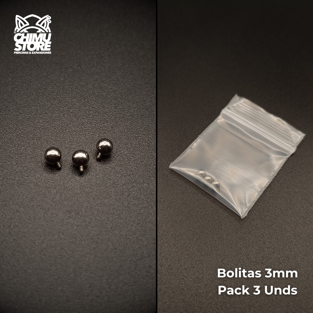 NEW Packs de Repuestos Bolita 3mm y 4mm - Rosca Interna Titanio G23 (1,2mm) (16G)