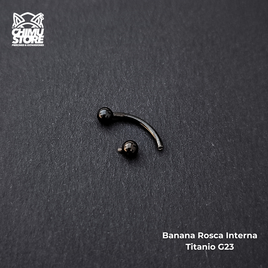 NEW Banana Rosca Interna Titanio G23 - Bolitas 3mm Negro (1,2mm) (16G)