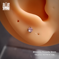Labret Titanio ASTM F-136 - Prong Set Zirconia (1,2mm;8mm) (16G)