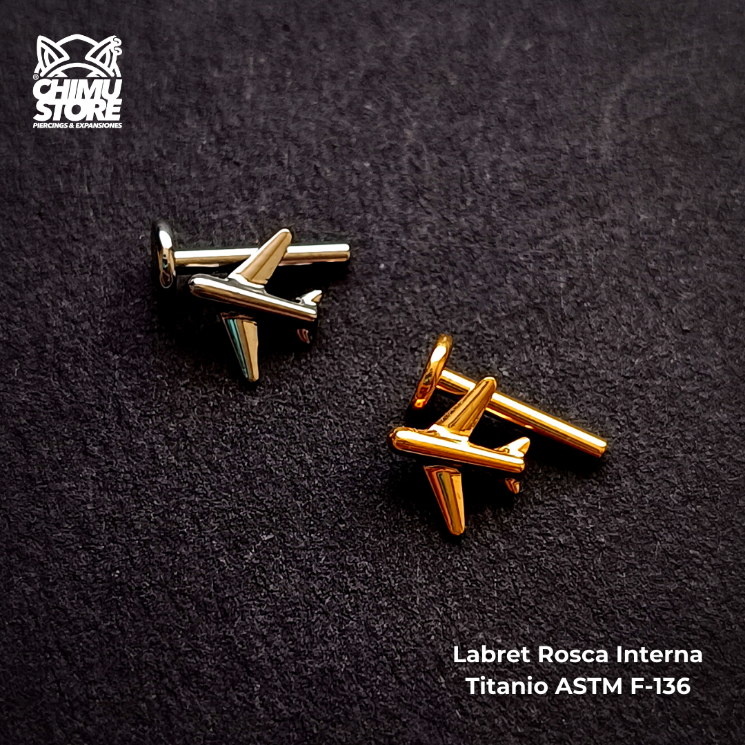 Labret Rosca Interna Titanio ASTM F-136 - Avión (1,2mm;8mm) (16G)