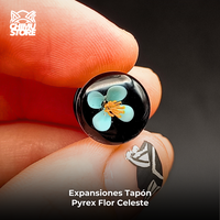 Expansion Pyrex - Flor Celeste Fondo Negro (8mm a 19mm)