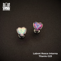 NEW Labret (HC) Titanio G23 - Prong Set Corazón Opalita (1,2mm) (16G)