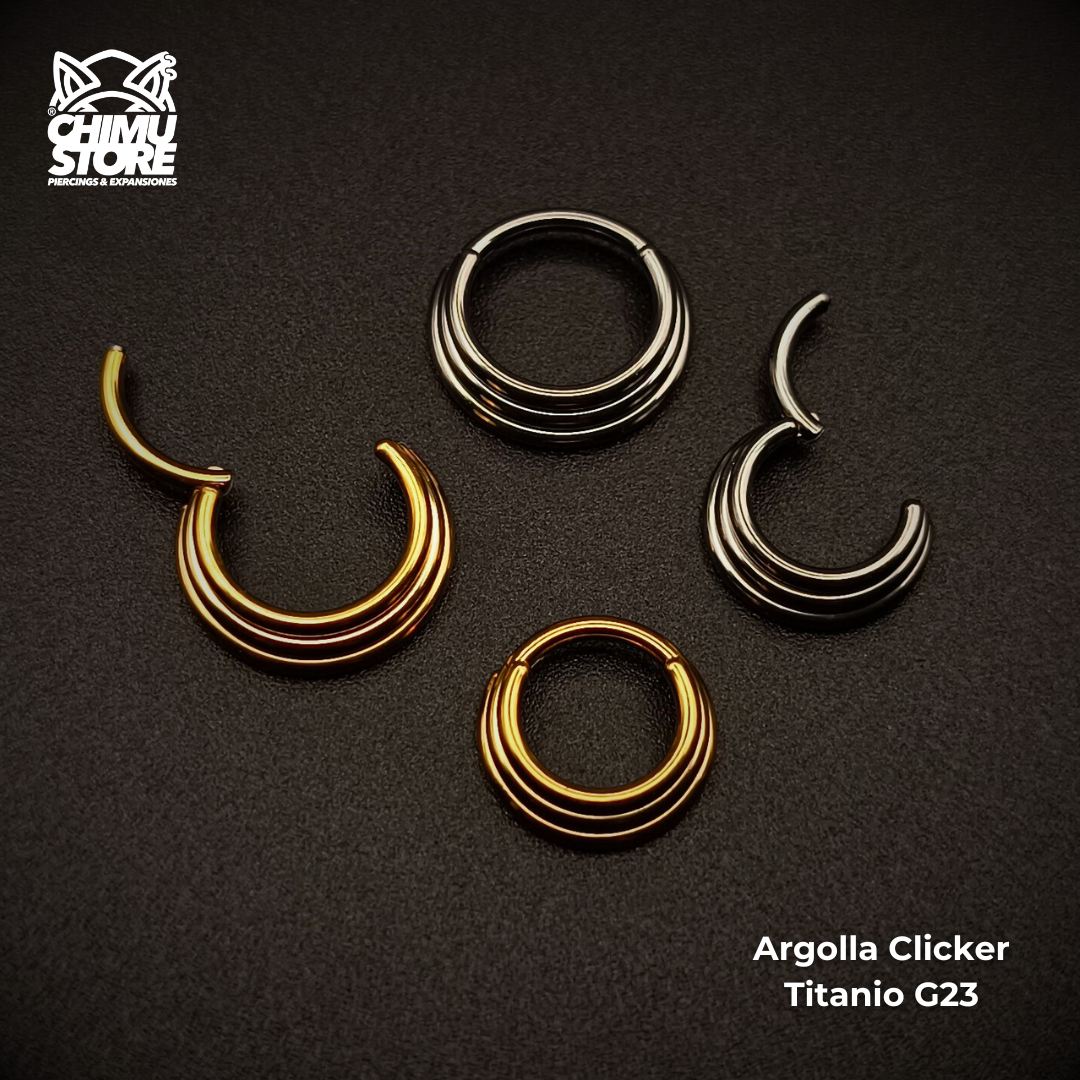 NEW Argolla Clicker Titanio G23 - Triple Argolla Gradiente (1,2mm) (16G)