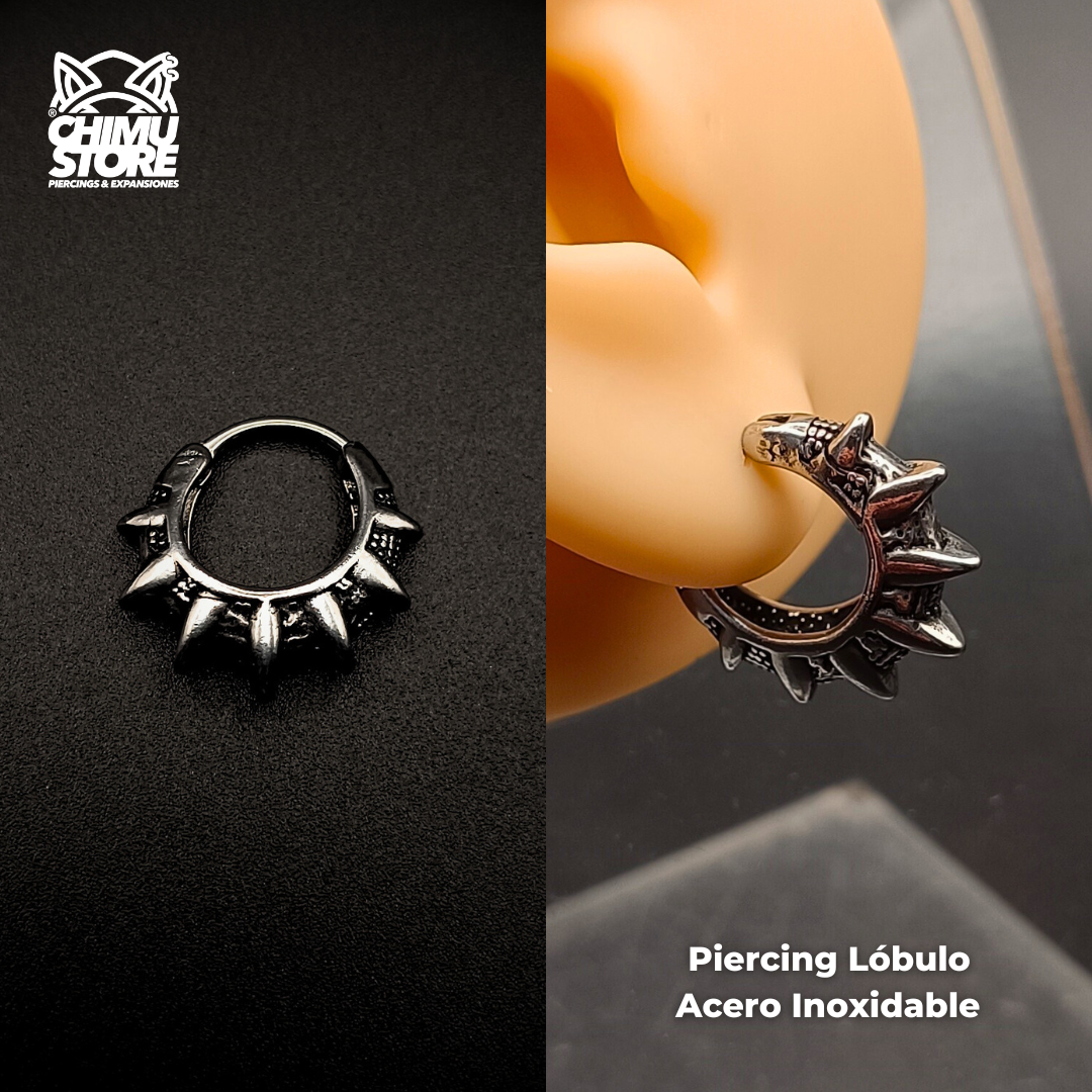 NEW Piercing Lobulo Acero Inoxidable - Tribal 7 Puntas (1mm;11mm)