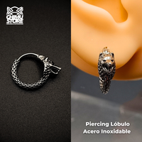 NEW Piercing Lobulo Acero Inoxidable - Cabeza de Lobo 02 (1mm;11mm)