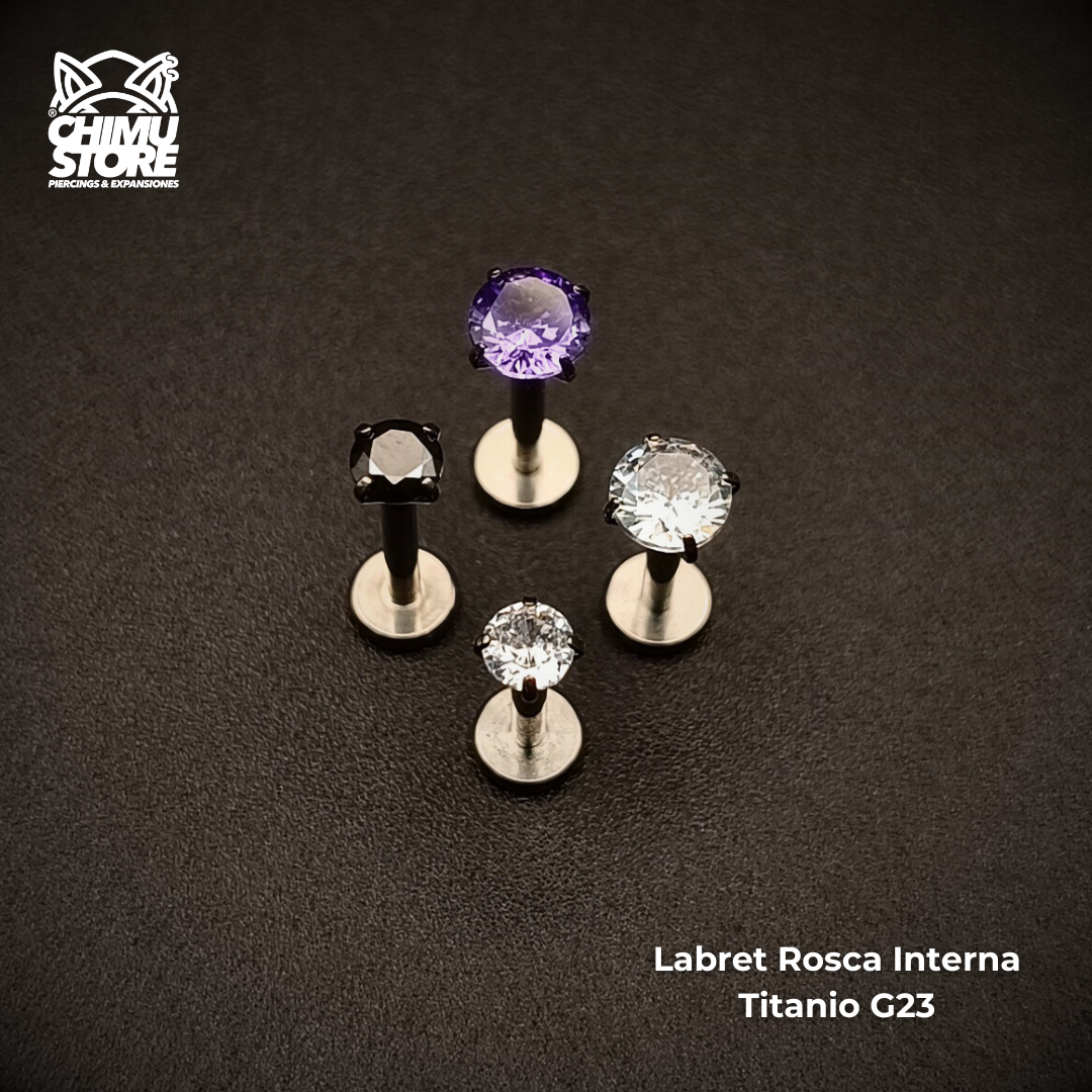 NEW Labret (HL) Titanio G23 - Prong Set Zirconia M001 (1,2mm) (16G)