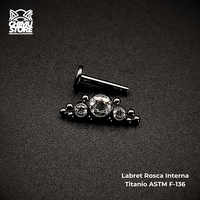 NEW Labret (HC) Titanio ASTM F-136 - Cluster 3 Zirconias y Cuentas (1,2mm) (16G)
