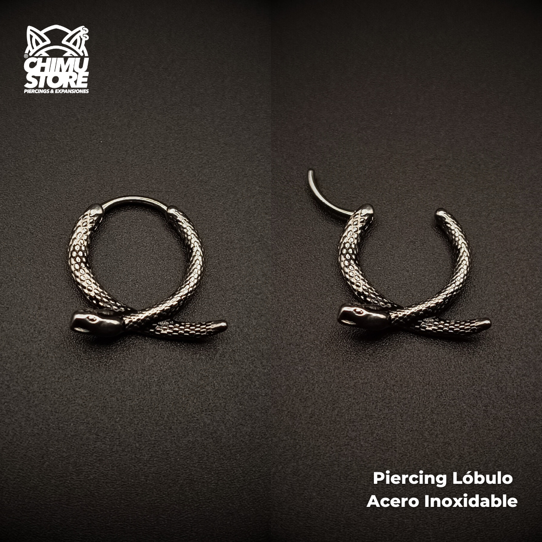 NEW Piercing Lobulo Acero Inoxidable - Serpiente Cruzada 01 (1mm;12mm)