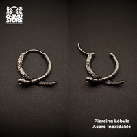 NEW Piercing Lobulo Acero Inoxidable - Serpiente Cruzada 01 (1mm;12mm)