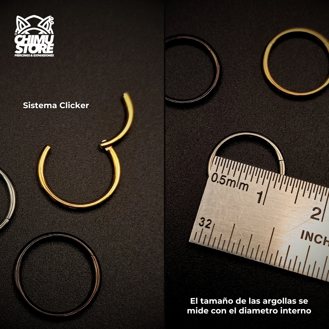 NEW Argollas Clicker Titanio G23 - Tamaño 11mm (1,2mm) (16G)