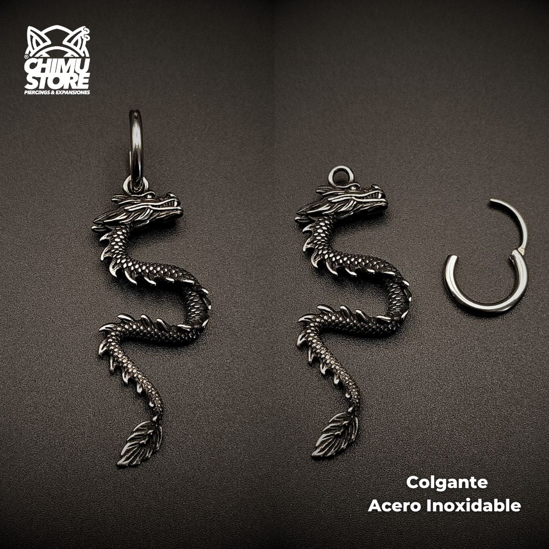 NEW Colgante Lobulo Acero Inoxidable - Dragon Largo (1mm;10mm) (18G)